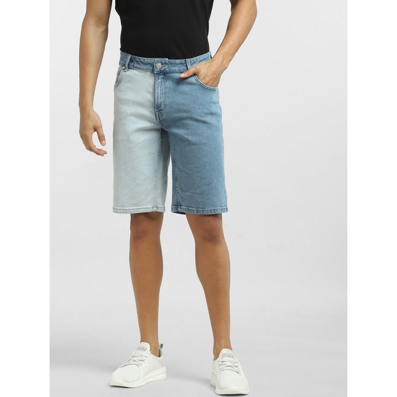Jack & Jones Blue Low Rise Colourblocked Denim Shorts (XL)