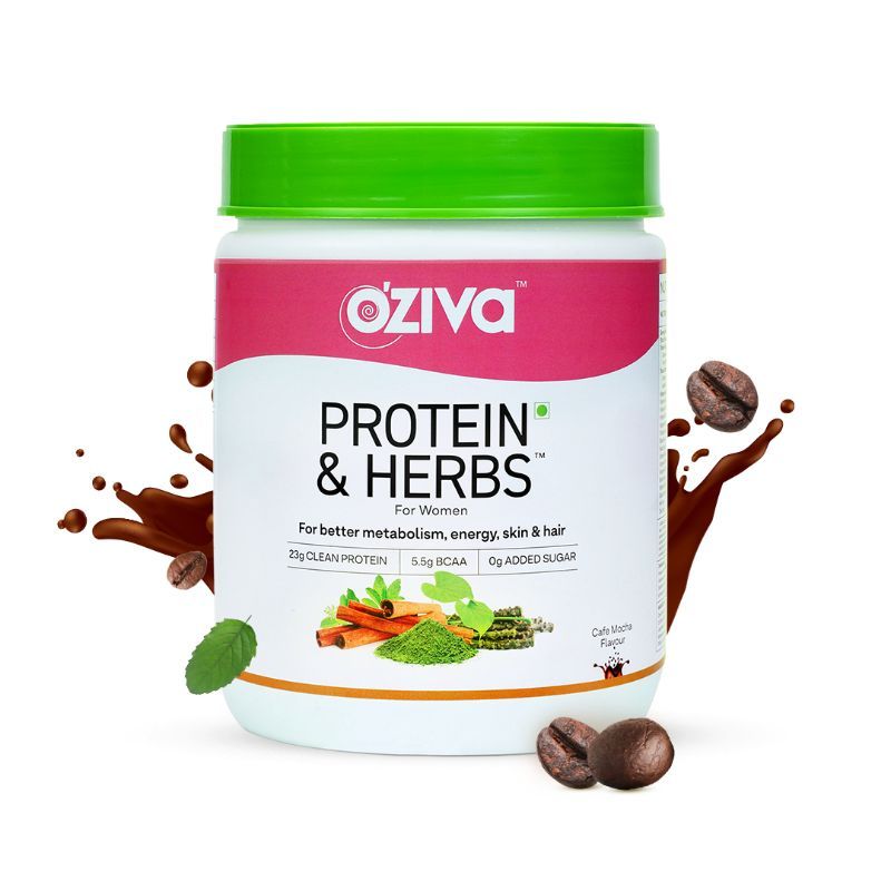 OZiva Protein & Herbs Women, with Multivitamins for Better Metabolism, Skin & Hair, Cafe Mocha