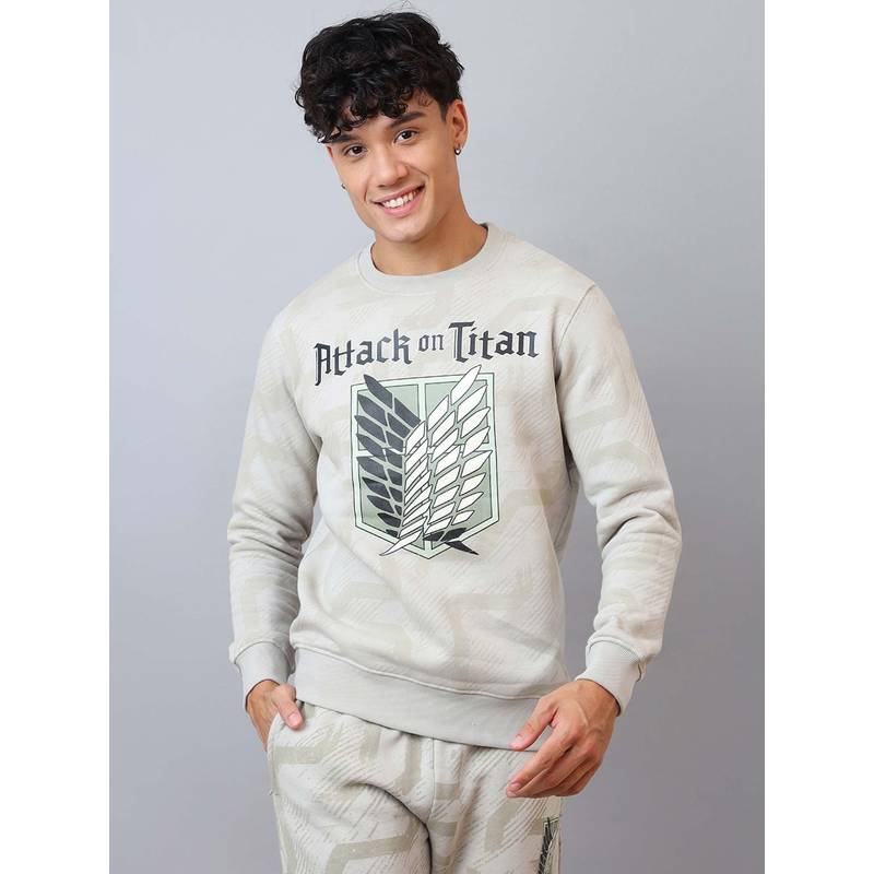 Free Authority Men Official Attack On Titan Anime Printed Sweatshirt (M)