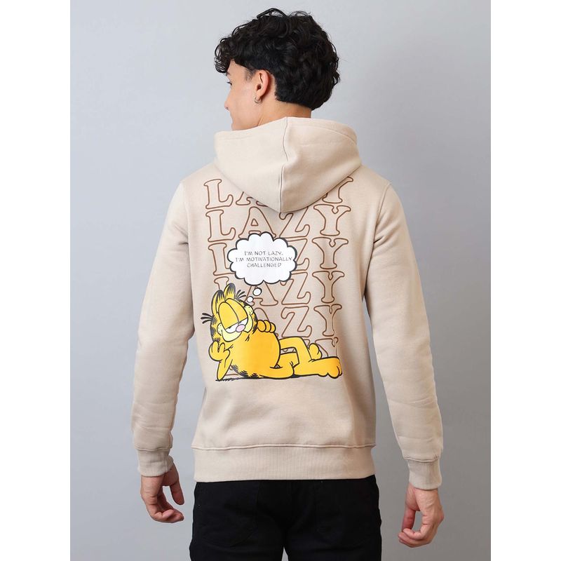 Free Authority Men Official Garfield Lazy Graphic Printed Beige Hoodies (S)