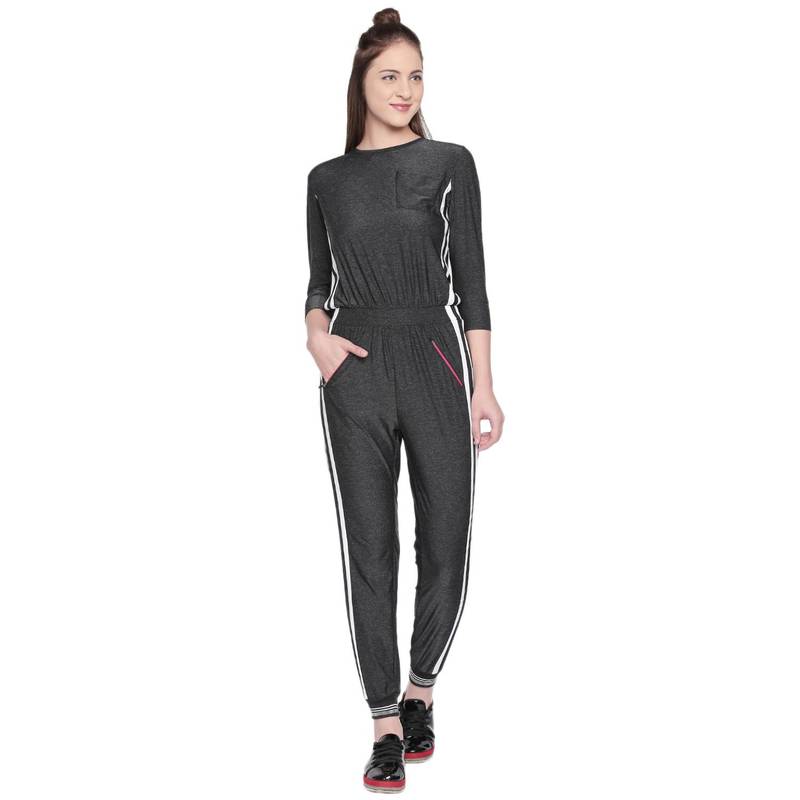 Tuna London Side Strips Grey Color Jumpsuits For Women (L)