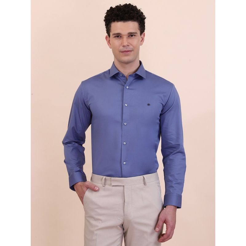 Greenfibre Dusty Blue Cotton Blend Party Wear Shirt (39)