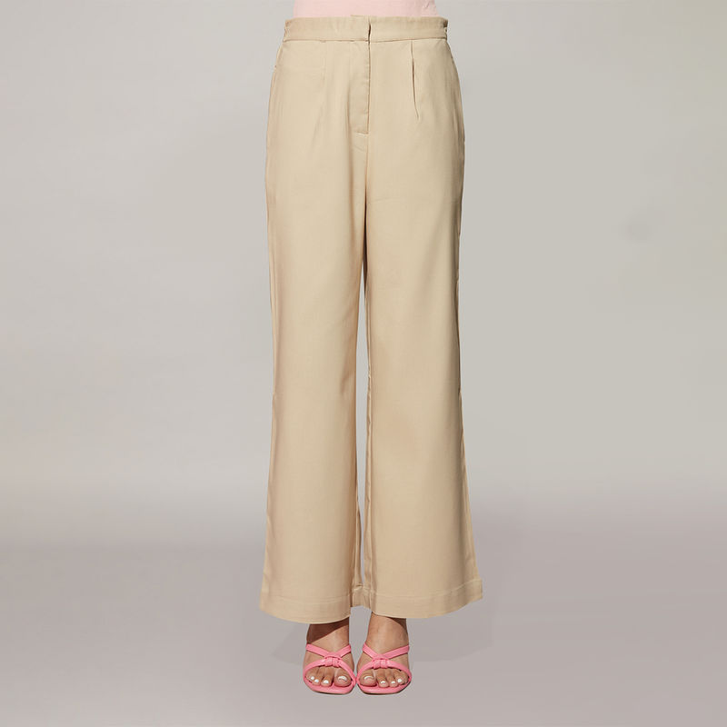 Twenty Dresses by Nykaa Fashion Beige Wide Leg High Waist Pants (30)