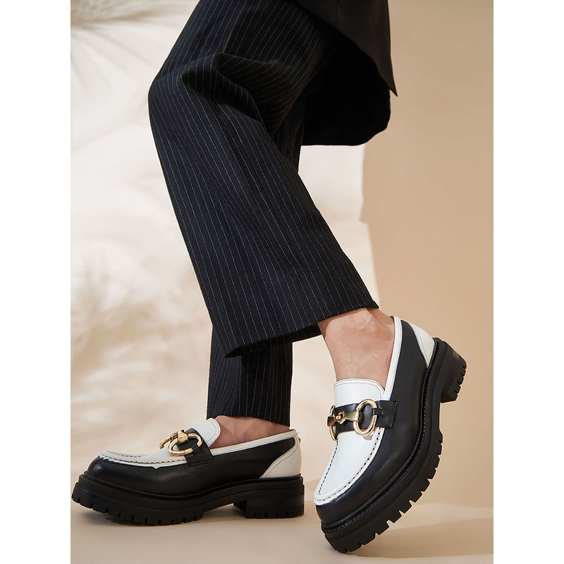 Buy Peach Flores Blake Leather Loafers-White Online