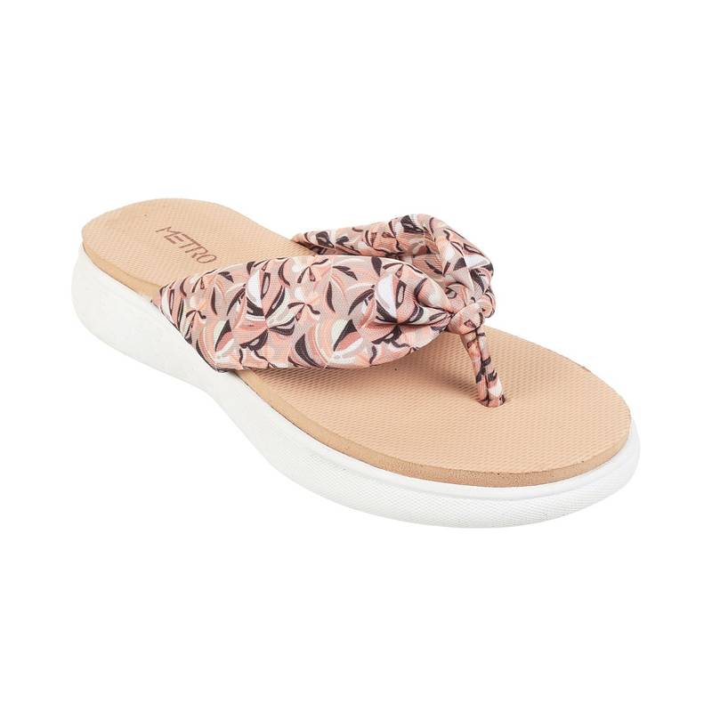 Metro Women Casual Synthetic Peach Flipflops (EURO 36)