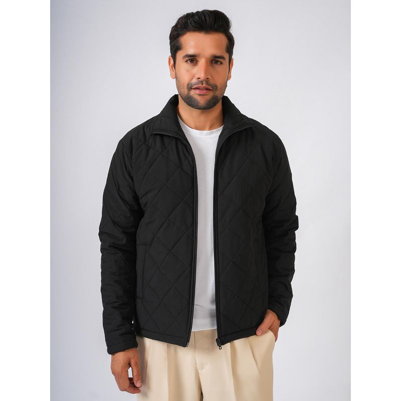 Perch Black Solid Lightweight Quilted Jacket (S)