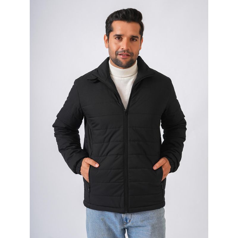 Perch Black Solid Lightweight Puffer Jacket (XS)