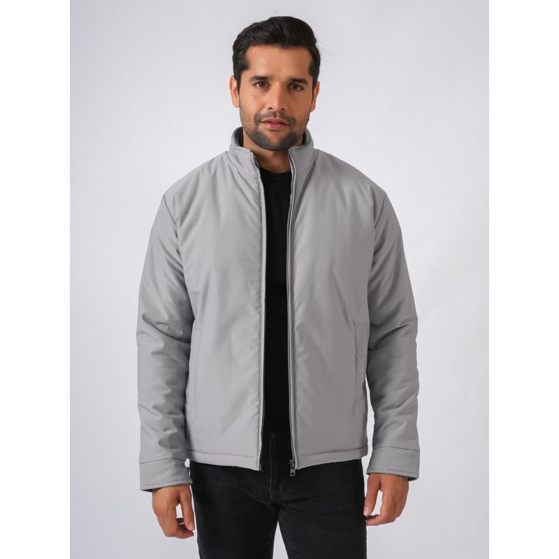 Perch Light Grey Solid Lightweight Padded Jacket (M)