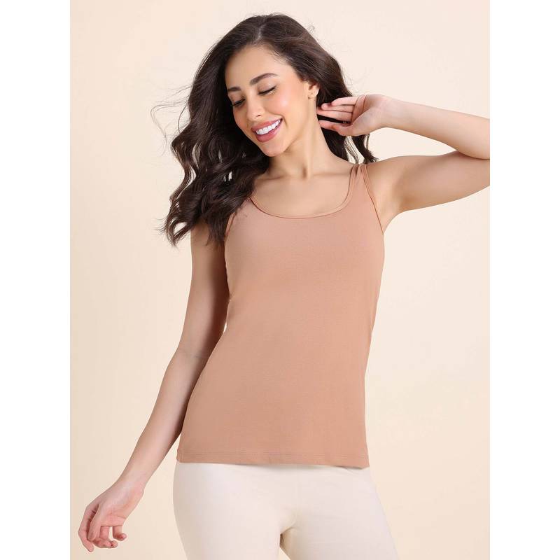 Zivame Knit Cotton Solid Camisole - Roebuck (M)