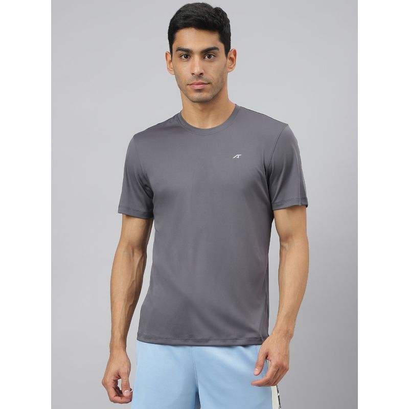 Alcis Men Graphite Grey Anti Static Soft Touch Slim Fit Sports For All Round Neck T-Shirt (L)