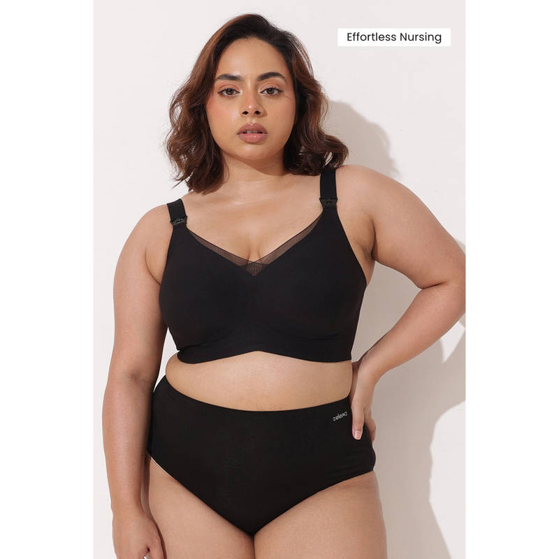 Zelena Women Black Sculpt and Lift Seamless Maternity Bra (M)