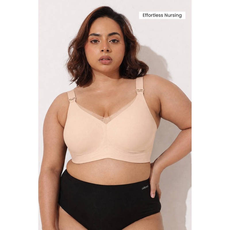 Zelena Women Cream Sculpt and Lift Seamless Maternity Bra (M)