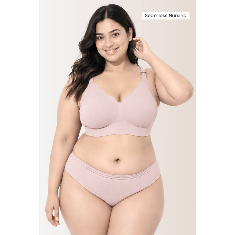 Zelena Women Light Pink Scallop Jelly Gel Support Lightly Padded Maternity Bra (M)