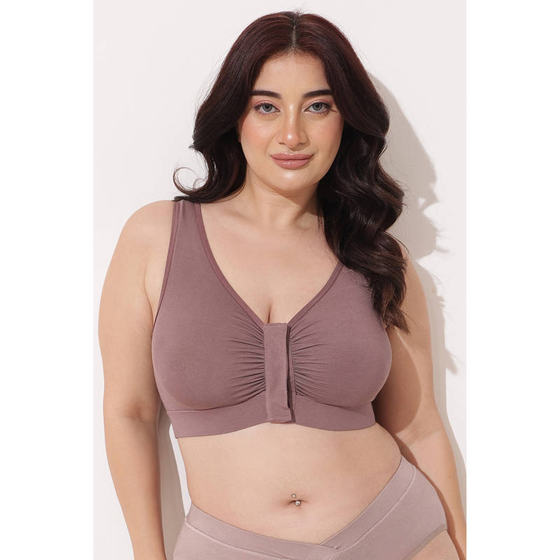Zelena Women Brown Modal Front Open Maternity Bra (S)