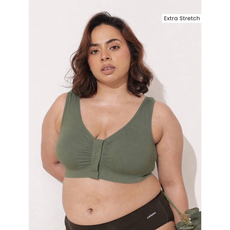 Zelena Women Olive Modal Front Open Maternity Bra (S)