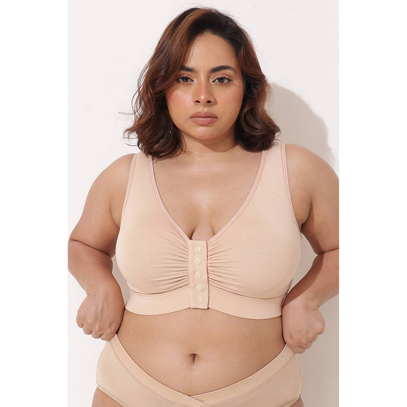 Zelena Women Nude Modal Front Open Maternity Bra (S)