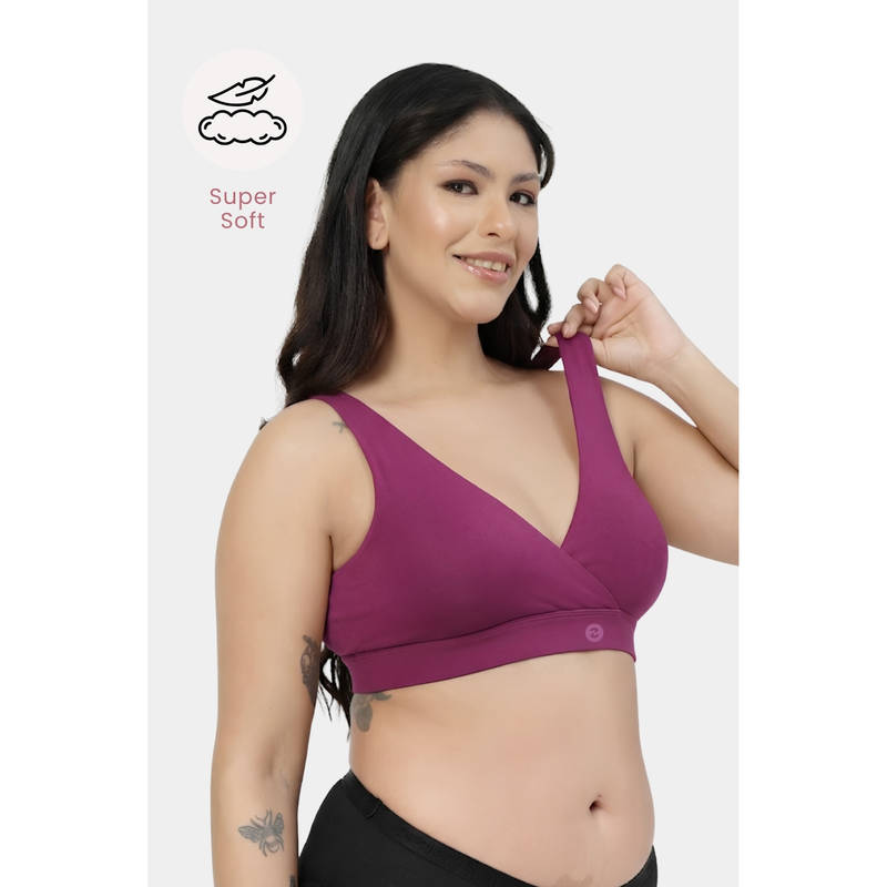 Zelena Women Wine Modal Maternity Bra with Removable Cups (S)