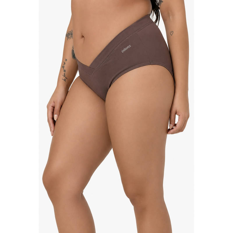 Zelena Women Coco Brown Modal C-Section Maternity V-Cut Brief (S)