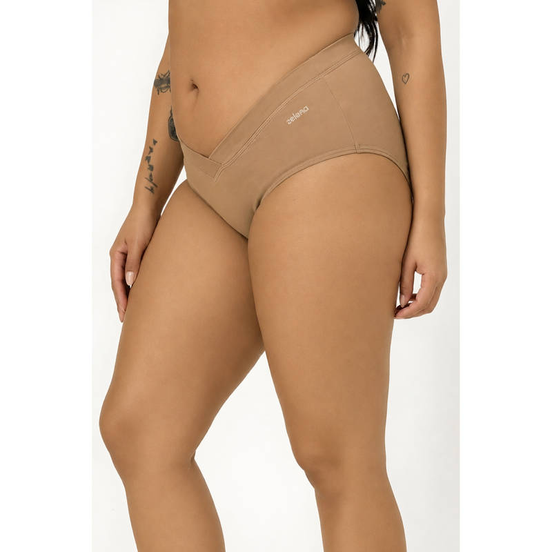 Zelena Women Light Brown Modal C-Section Maternity V-Cut Brief (S)