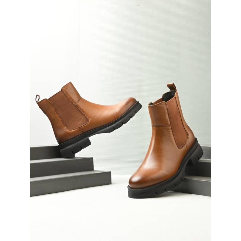 MIORAH Ember Women Tan Leather Chelsea Boots (EURO 36)