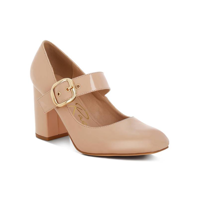 London Rag Women Beige Mary Jane Sandal Heels (EURO 36)
