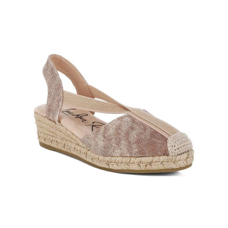 London Rag Women Metallic Pink Woven Espadrille Shoes (EURO 37)