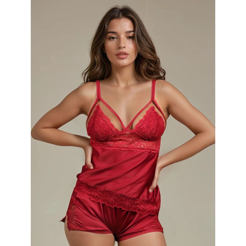 MHYTH Sin & Satin Nightsuit Maroon (S)