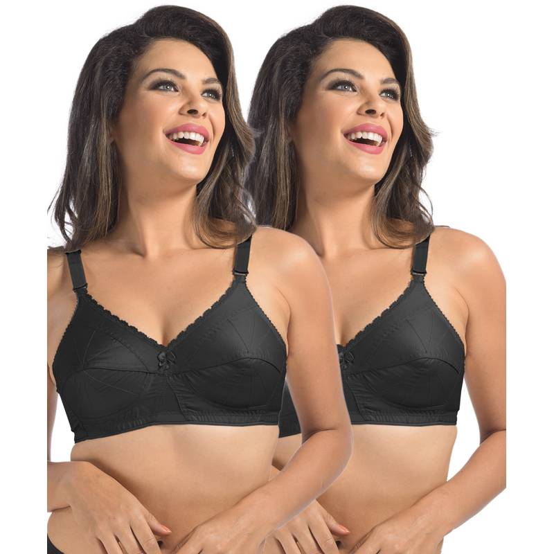 Sonari Ice Women's Cotton Bra- Pack of 2 - Black (32C)