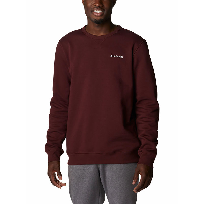 Columbia Mens Purple Blended Fabric Full Sleeve M Logo Fleece Round Sweatshirt (S)