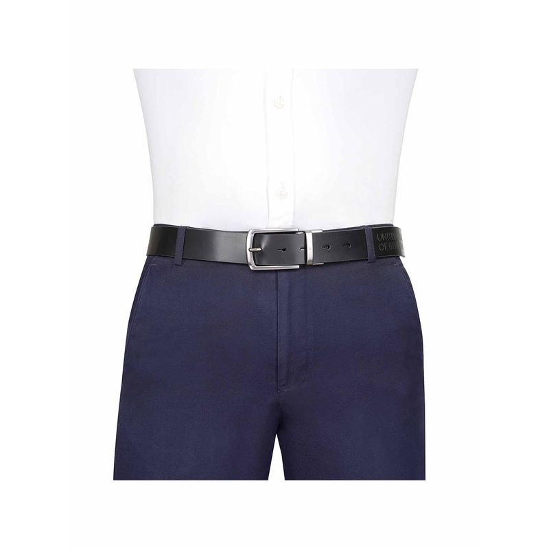 United Colors of Benetton Men Ales Leather Reversible Belt - Black & Wine (M)