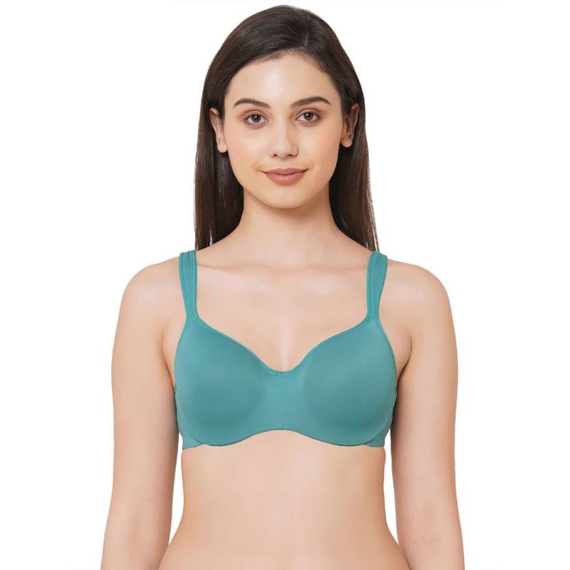 SOIE Full Coverage Padded Wired Sweetheart Neckline Seamless Cups Bra-Teal (38C)