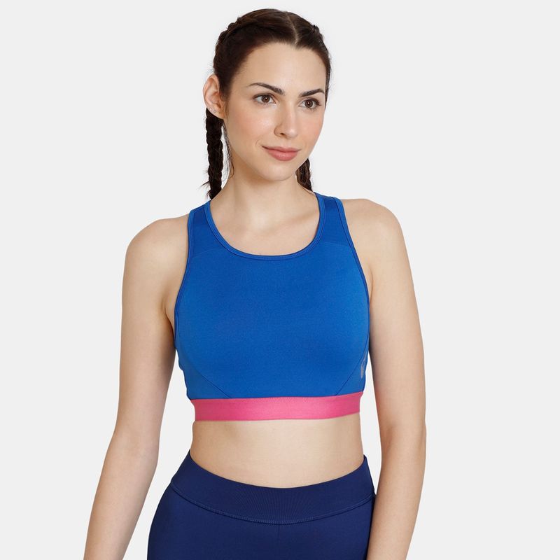 Zivame Zelocity Quick Dry Sports Bra With Removable Padding - Lapis Blue (S)