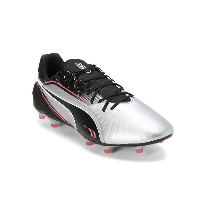 Puma KING MATCH FG/AG Unisex Silver Football Shoes (UK 8)