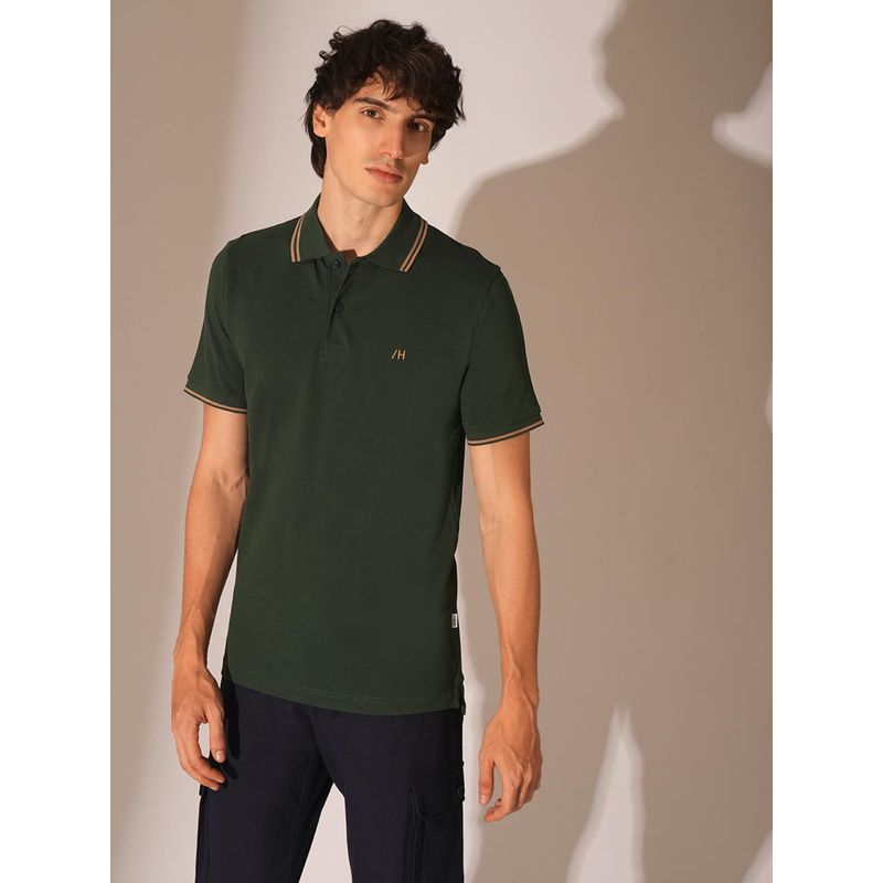 Selected Green Embroidered Organic Cotton Polo T-Shirt (2XL)