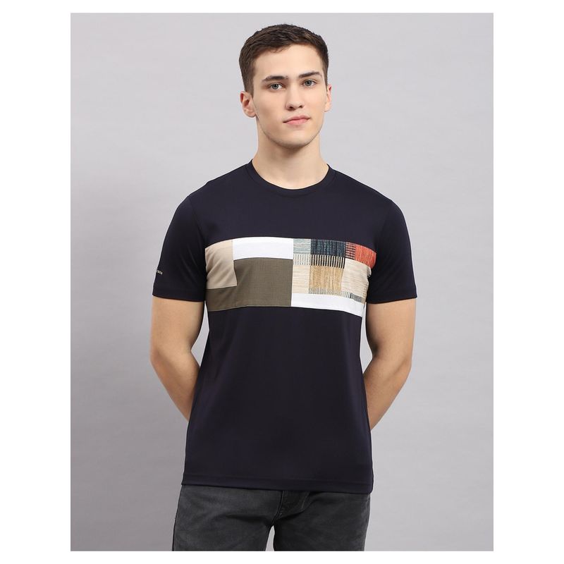 Monte Carlo Mens Printed Black Round Neck Half Sleeve T-Shirt (M)