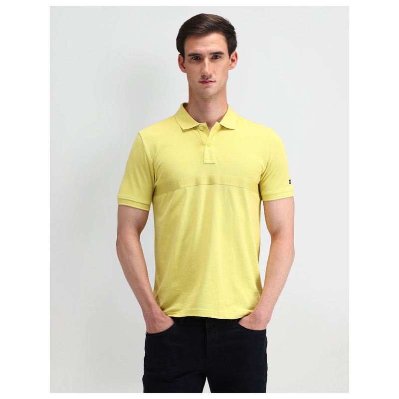 Arrow Sports Typography Yellow Short Sleeves Polo Collar T-Shirts (M)