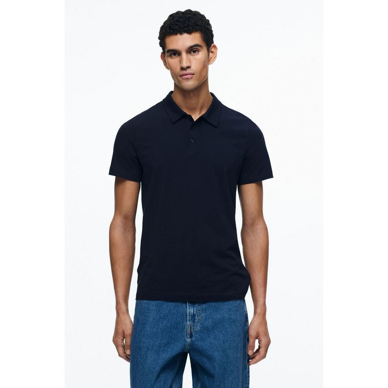 H&M Men Blue Slim Fit Polo T-Shirt (M)