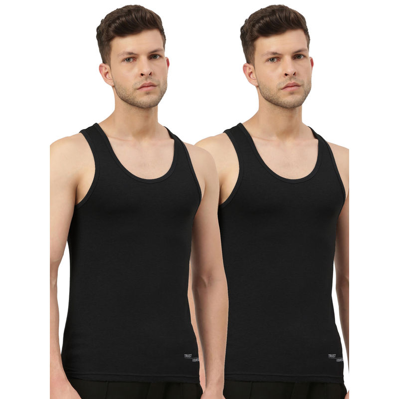 FREECULTR Twin Skin Bamboo Comfort Vest - Black (Pack of 2) (M)