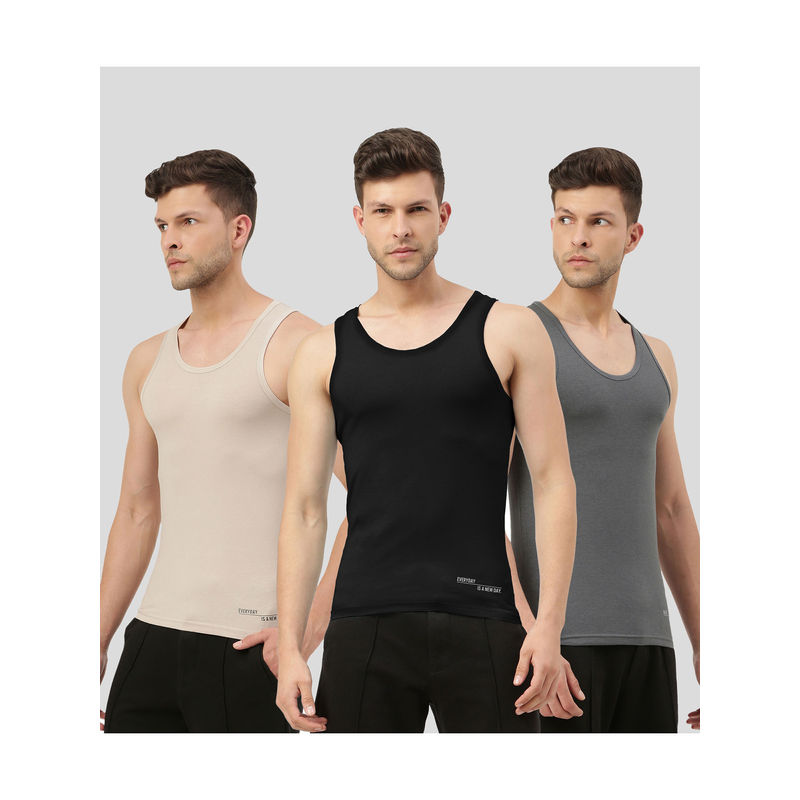 FREECULTR Twin Skin Bamboo Comfort Vest - Multi Color (Pack of 3) (L)