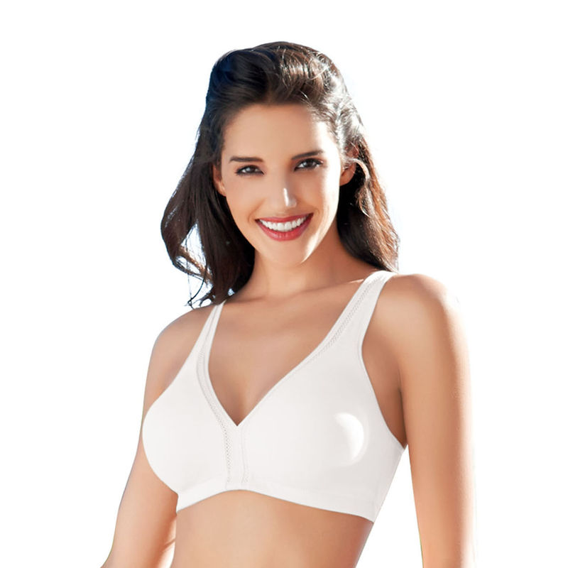 Buy Enamor F024 Plush Comfort Full Support Bra - Non-Padded Wirefree High  Coverage - White - F024 Online