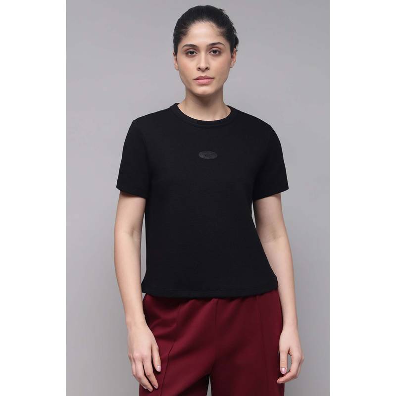 Reebok Women Black T-Shirt (M)