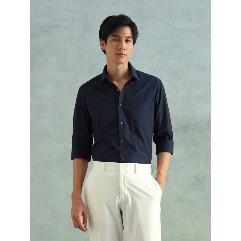 Arrow Men Navy Blue Solid Slim Fit Shirt (39)