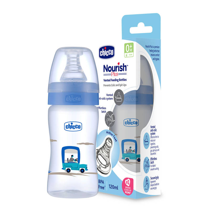 Chicco Nourish Plus Slow Feeding Bottle - Blue