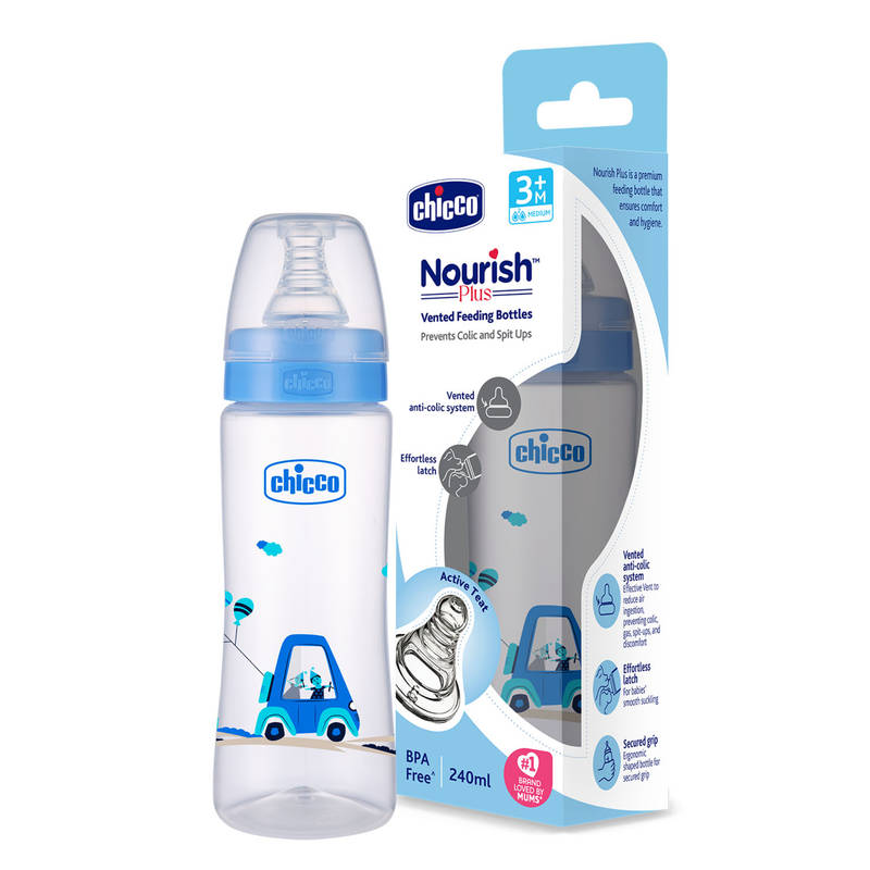 Chicco Nourish Plus Med Feeding Bottle - Blue