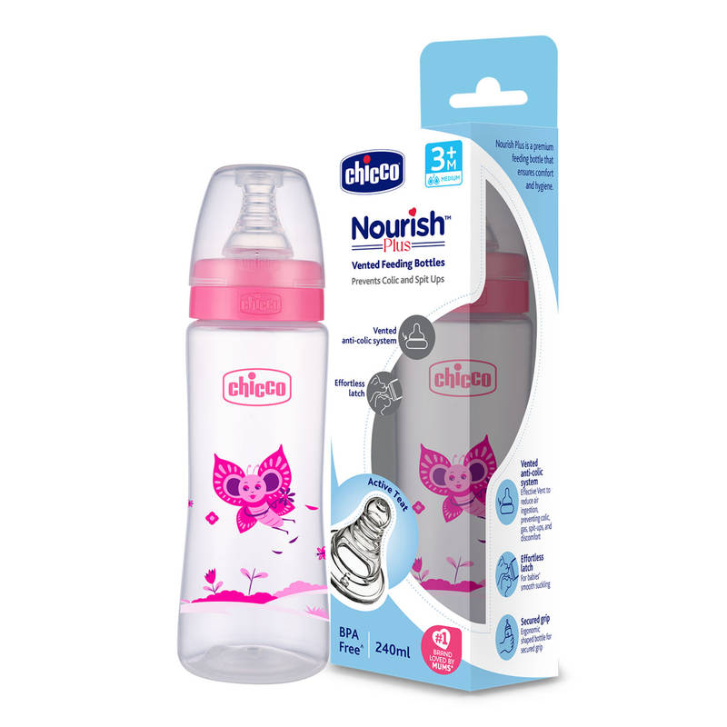 Chicco Nourish Plus Med Feeding Bottle - Pink