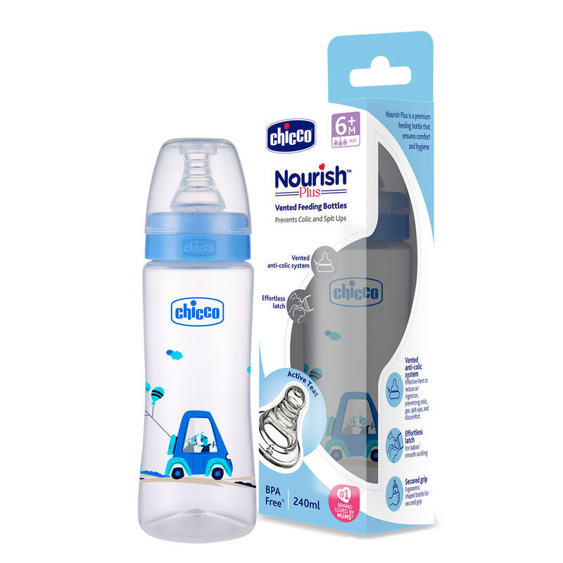 Chicco Nourish Plus Fast Feeding Bottle - Blue