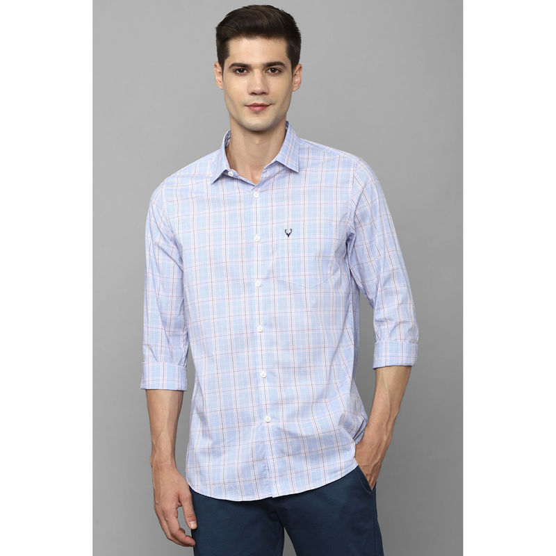 Allen Solly Men Blue Slim Fit Check Full Sleeves Casual Shirt (38)