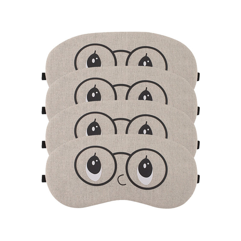 Visual Echoes Light & Comfortable Soft Cotton Cooling Gel Inserts Eye Mask, Beige (Pack of 4