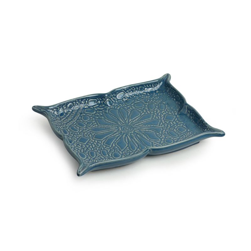 Buy ExclusiveLane Coral Reef Serving Platter In Ceramic (Hand Glazed