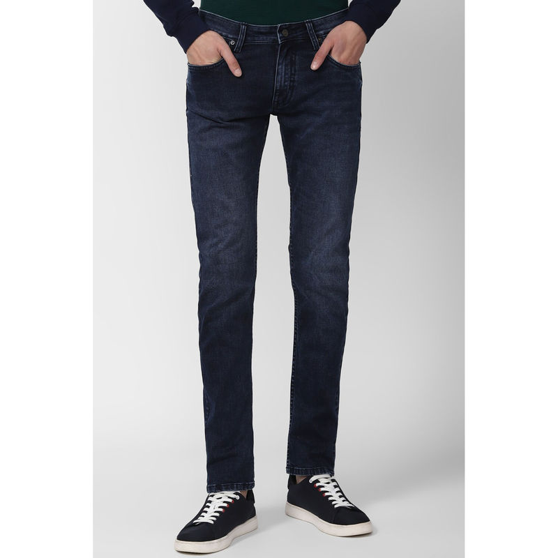 Buy Peter England Men Navy Dark Wash Tapered Jeans Online